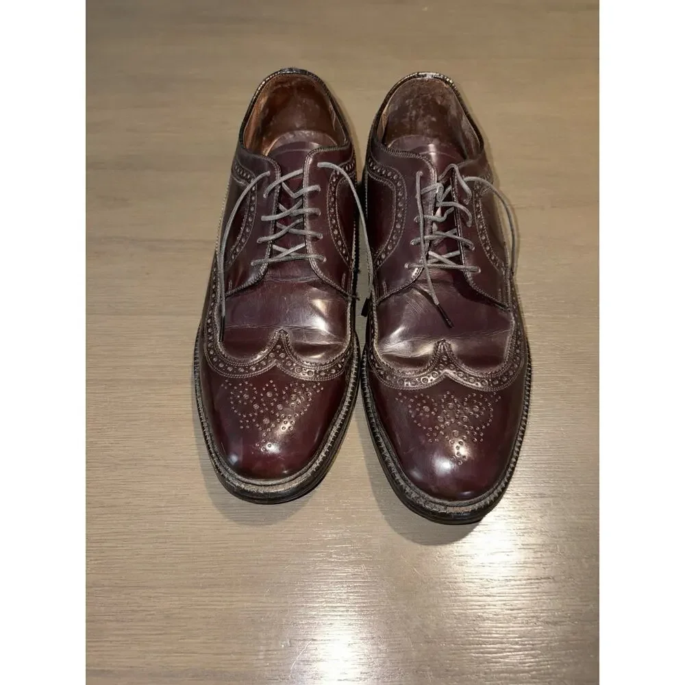 Men’s 9.5 Brown Leather Wingtip Derby Brogue Dress Shoes Oxford Style